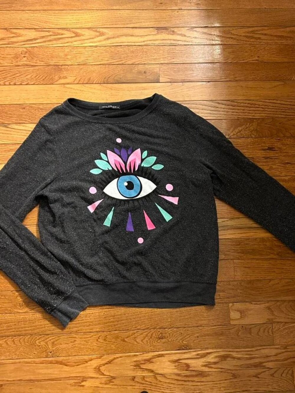 Wildfox Women's Grey and Black Sweatshirt Size Small Evil Eye